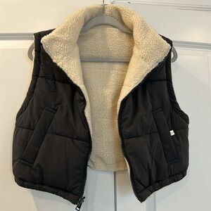 Altar'd State Reversible Black and Cream Cropped Vest